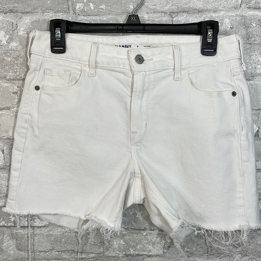 Old Navy Slim Mid Rise White Denim Shorts